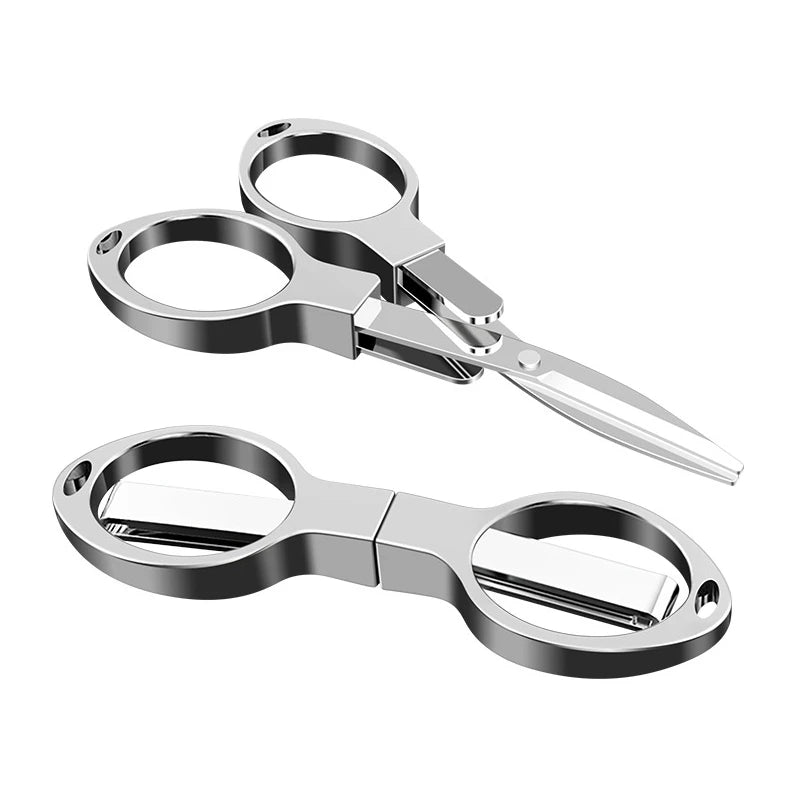 Stainless Steel Folding Scissors – Portable Retractable Travel Tool Folding Scissors Nixie Silver