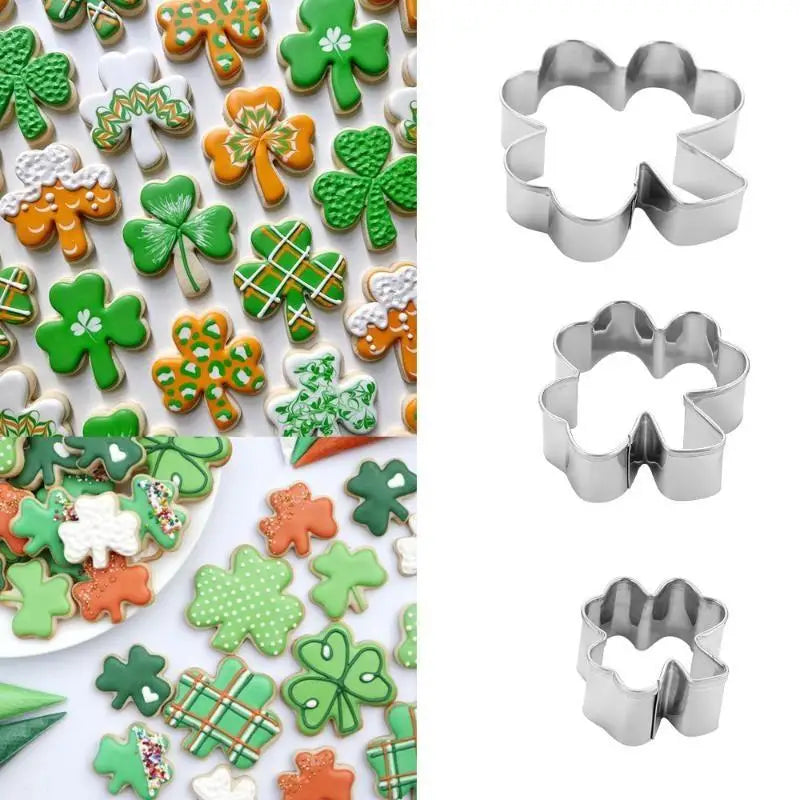 3-Piece Clover Cookie Cutter Set – Stainless Steel Baking Molds Cookie Cutter Set Nixie