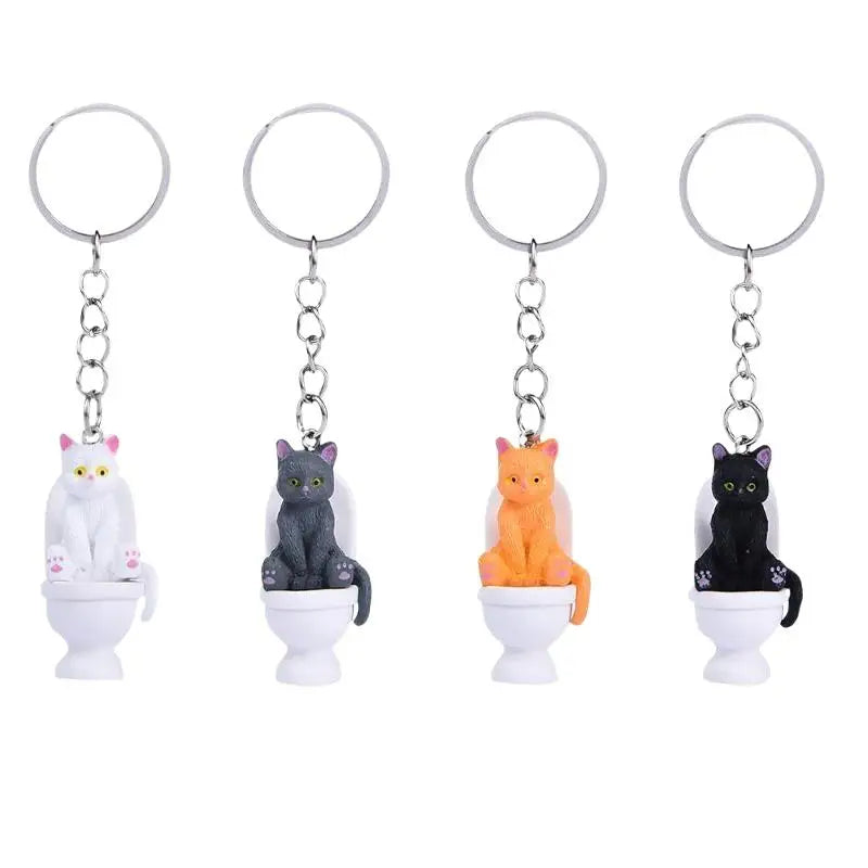 Funny Toilet Cat PVC Keychain – Novelty Gift for Cat Lovers Novelty Keychain Nixie