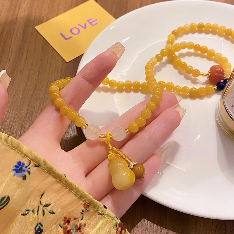 Retro Chinese Ethnic Jade Gourd Strand Bracelet | Unisex