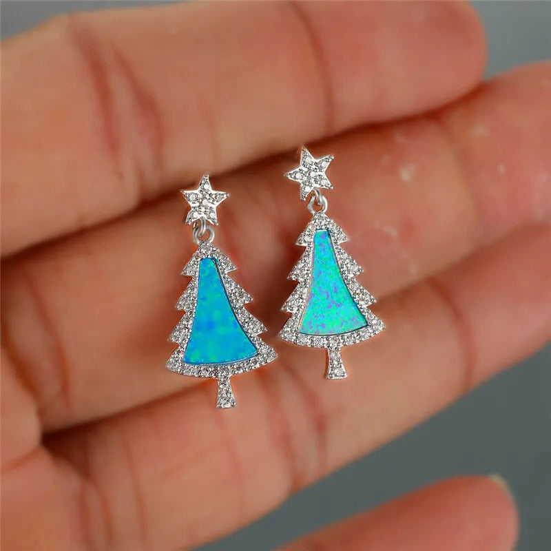 Blue Simulated Opal Crystal Stud Earrings | Holiday Fashion Jewelry Fashion Stud Earrings Nixie EH-301