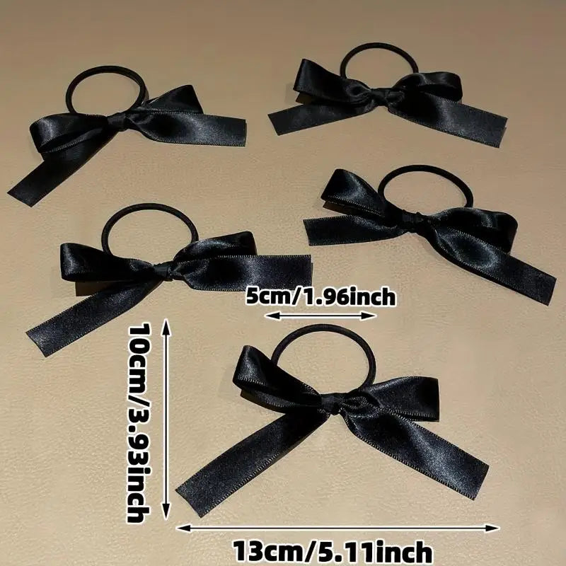 5pcs Black Bow Hair Ties Elastic Scrunchies & Ponytail Holders Hair Ties Scrunchies Nixie