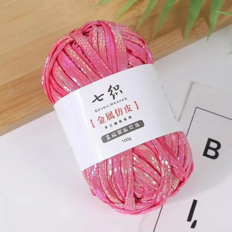 Holographic Metallic Flat Yarn 100g – Iridescent Crochet Thread Metallic Craft Yarn Nixie