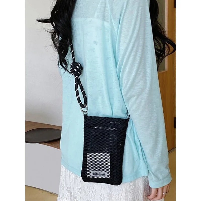 Women's Mesh Mini Crossbody Bag | Summer Hollow Bucket Bag Crossbody Shoulder Bag Nixie