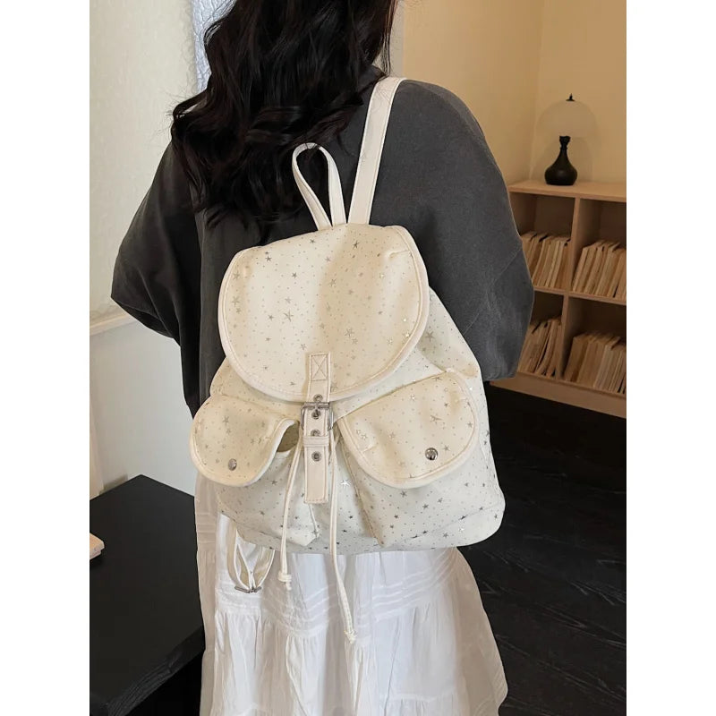 Star-Pattern Canvas Backpack – Women's Fashion College Bag Canvas Backpack Nixie