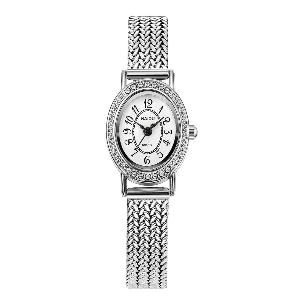 Retro Bohemian Women's Watch – Woven Steel Mesh Strap | Naidu Women's Fashion Watch Nixie Silver