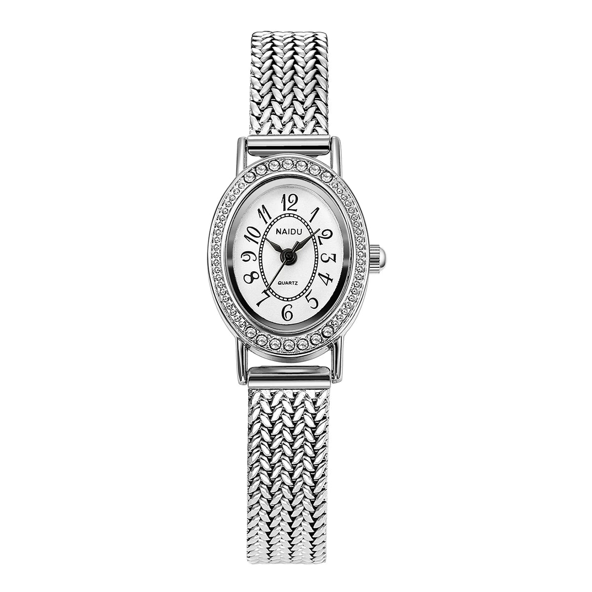 Retro Bohemian Woven Stainless Steel Mesh Watch | Quartz Mesh Strap Watch Nixie Silver