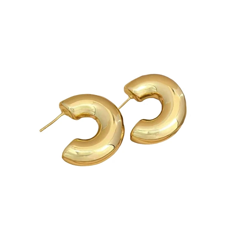 Nixie Copper Hoop Earrings – Glossy Geometric Fashion Jewelry Hoop Earrings Nixie