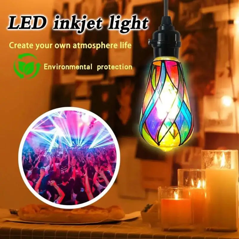 4W ST64 LED Mosaic Stained Glass Night Lamp – E26 Décor Bulb Decorative LED Bulb Nixie