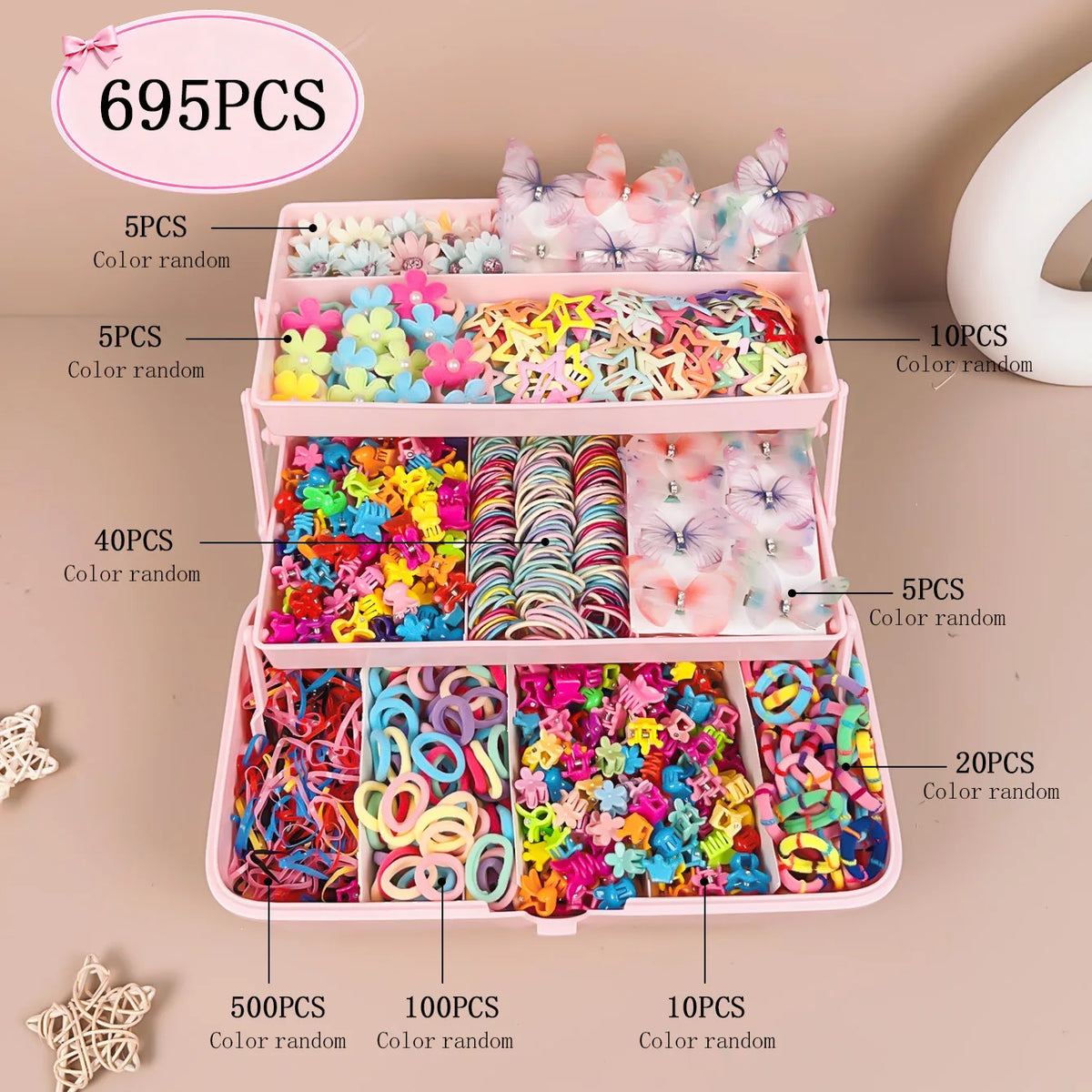 974pc Girls Sequin Butterfly & Star BB Hair Clips Set Kids Hair Clips Nixie 18-695Pcs No Box Bag