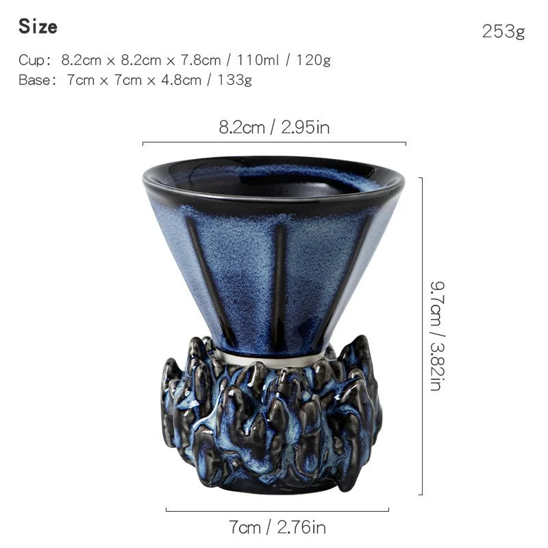 Kiln-Glazed Ceramic Espresso Cup & Saucer | 110ml Italian Style Ceramic Espresso Cup Nixie A