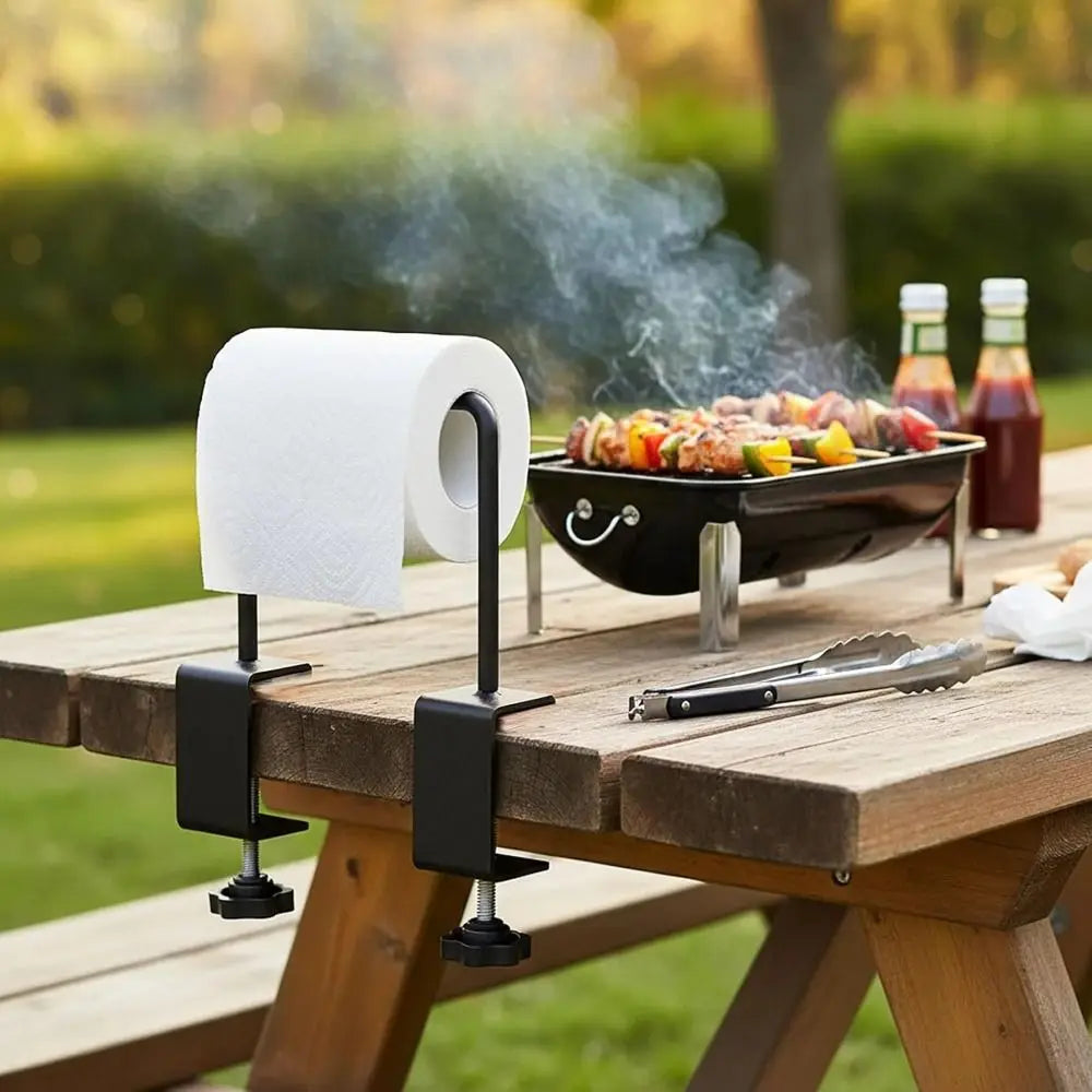 Metal Paper Roll Holder Adjustable Table Clamp Mount
