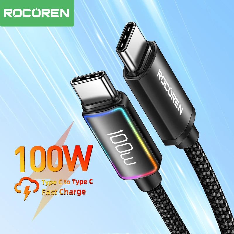 Rocoren 100W USB-C Cable 5A PD 3.1 Fast Charging – Samsung, Mac USB-C Charging Cable Nixie