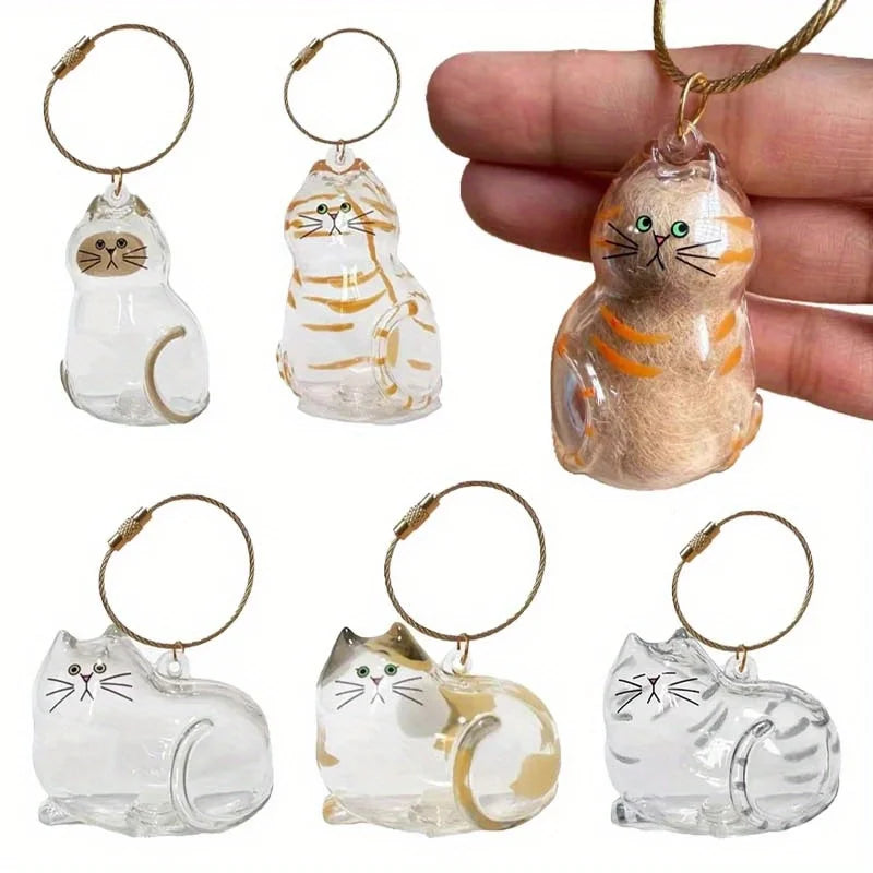 Cat Fur Keepsake Capsule Keychain – Pet Hair Charm Pendant Pet Keepsake Charm Nixie