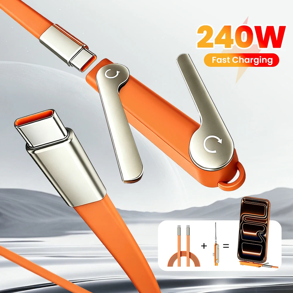 2-in-1 USB-C Cable & Phone Stand 240W Fast Charging | Nixie USB-C Charging Cable Nixie