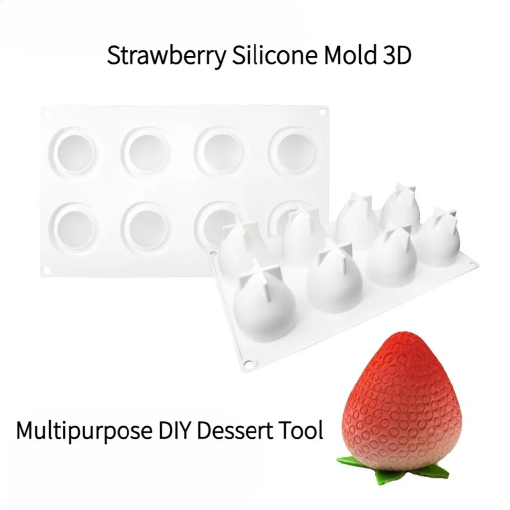 3D Strawberry Silicone Mold – Non-Stick Dessert Baking Tray Silicone Baking Mold Nixie
