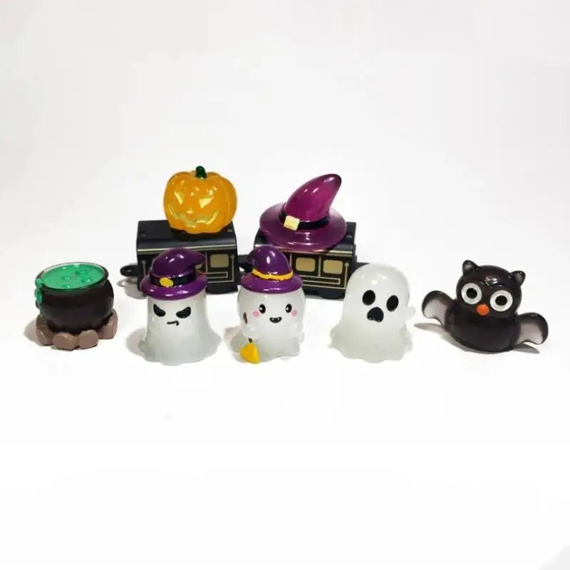 Glow-in-the-Dark Halloween Mini Resin Figurines Set 5pc Halloween Resin Figurines Nixie
