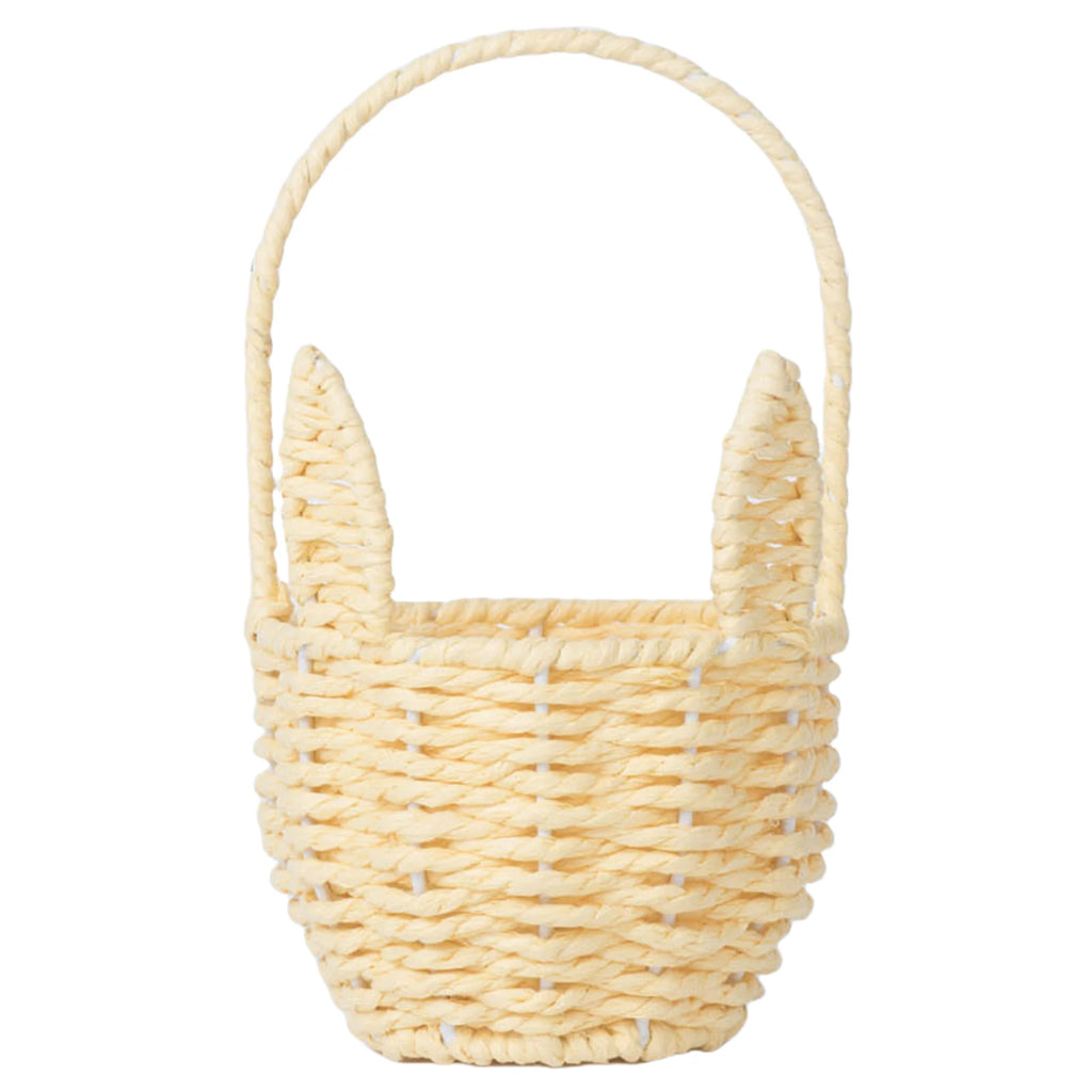 Easter Bunny Ears Woven Basket with Handle | Gift Organizer Woven Gift Basket Nixie YELLOW
