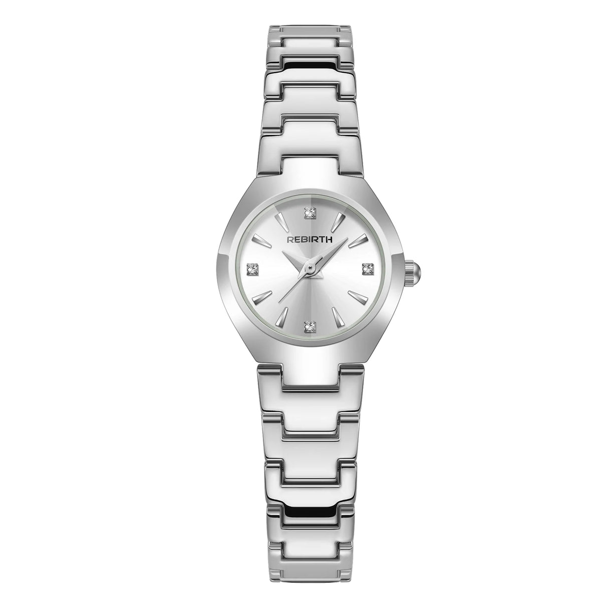 REBIRTH Women's Polygonal Dial Quartz Watch – Elegant Style Women's Quartz Watch Nixie Silver