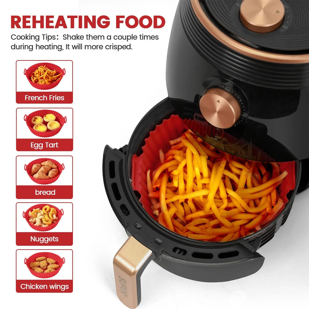 6PC Silicone Air Fryer Mats – Non-Stick & Dishwasher Safe Air Fryer Mats Nixie