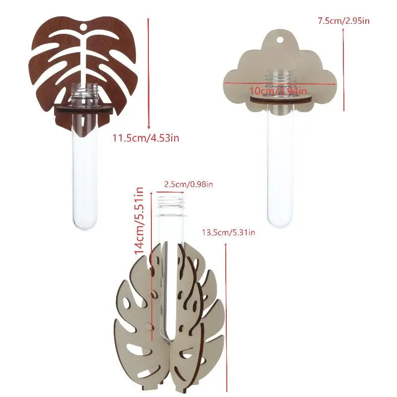 Wall Mounted Wooden Hydroponic Propagation Station Vase Hydroponic Plant Holder Nixie