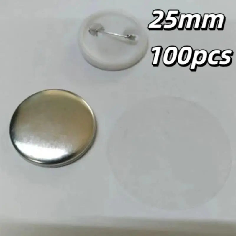 100 Sets Blank Tinplate Button Badges 25/32/44/58mm DIY Badge Making Supplies Nixie 25mm