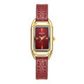 Women's Retro Quartz Watch – Leather Band, Numberless Dial Women's Quartz Watch Nixie Red