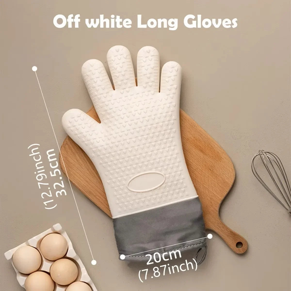 Silicone Oven Gloves | Heat Resistant BBQ & Baking Mitts Silicone Oven Gloves Nixie Long - white