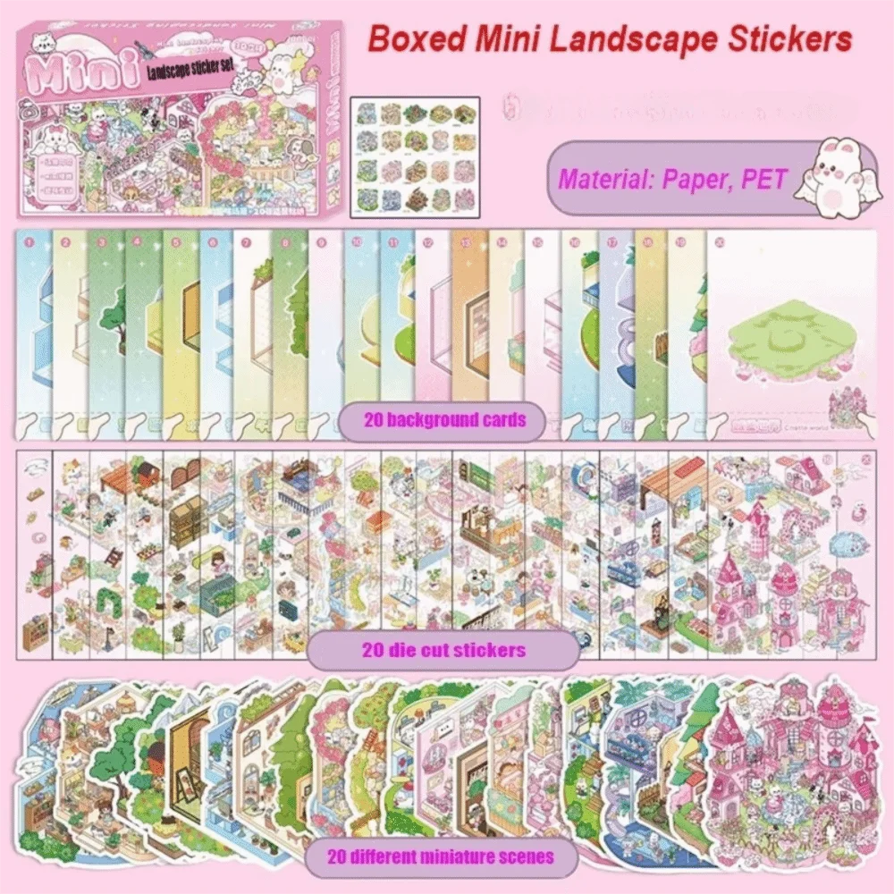 3D Cartoon Landscape Sticker Book – Miniature Cabin Scene for Kids Kids Sticker Book Nixie Pink