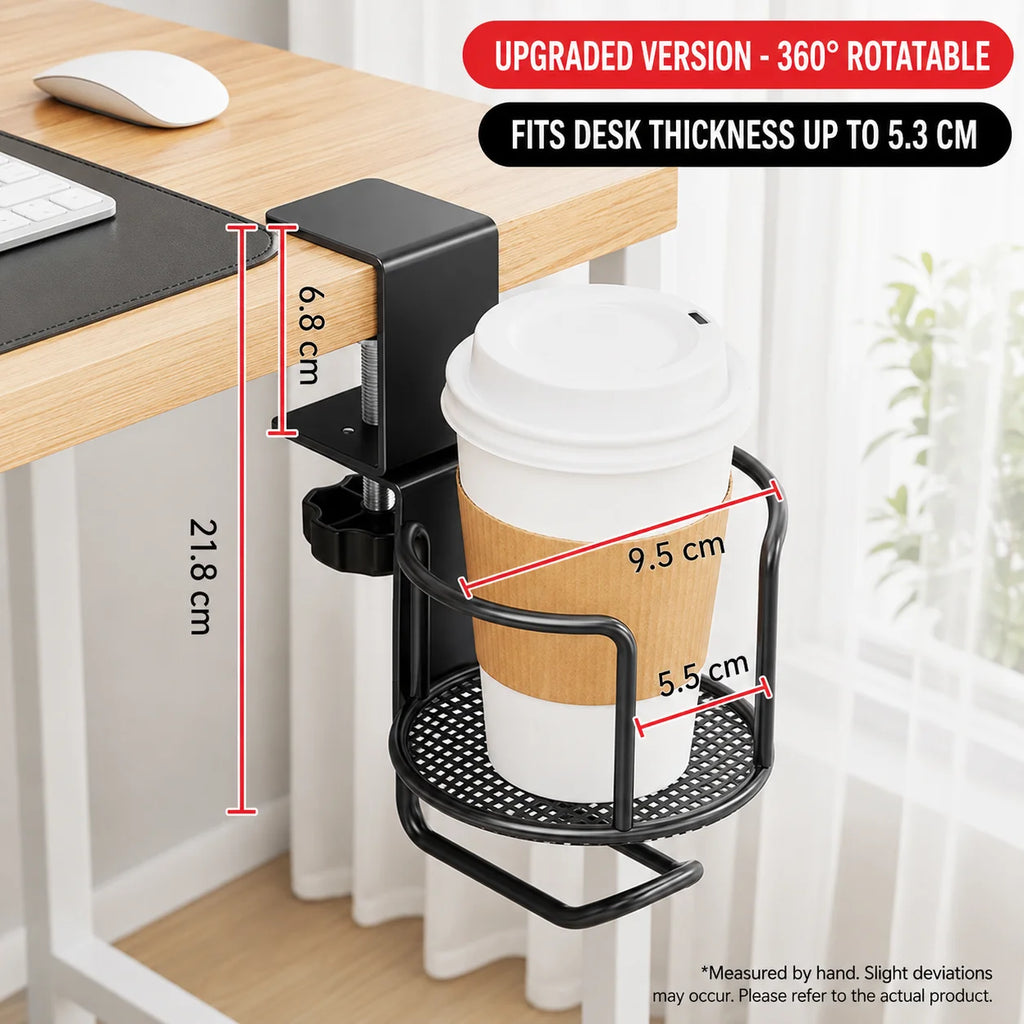 Rotating Table Edge Cup Holder – No-Drill Clamp Tumbler Stand Clamp Cup Holder Nixie Upgraded Version