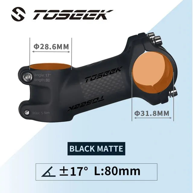 TOSEEK Carbon Alloy MTB Handlebar Stem 31.8mm Ultralight