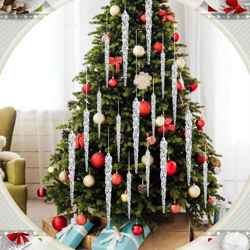 10Pcs Clear Acrylic Icicle Ornaments – Christmas & Wedding Décor Christmas Ornaments Nixie