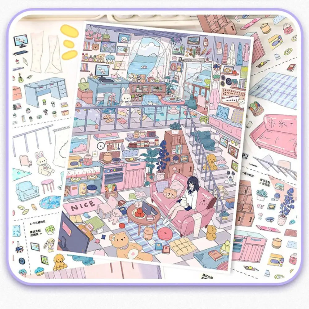 3D Miniature Landscape PET Stickers – 2 Themes, Waterproof Craft Sticker Set Nixie