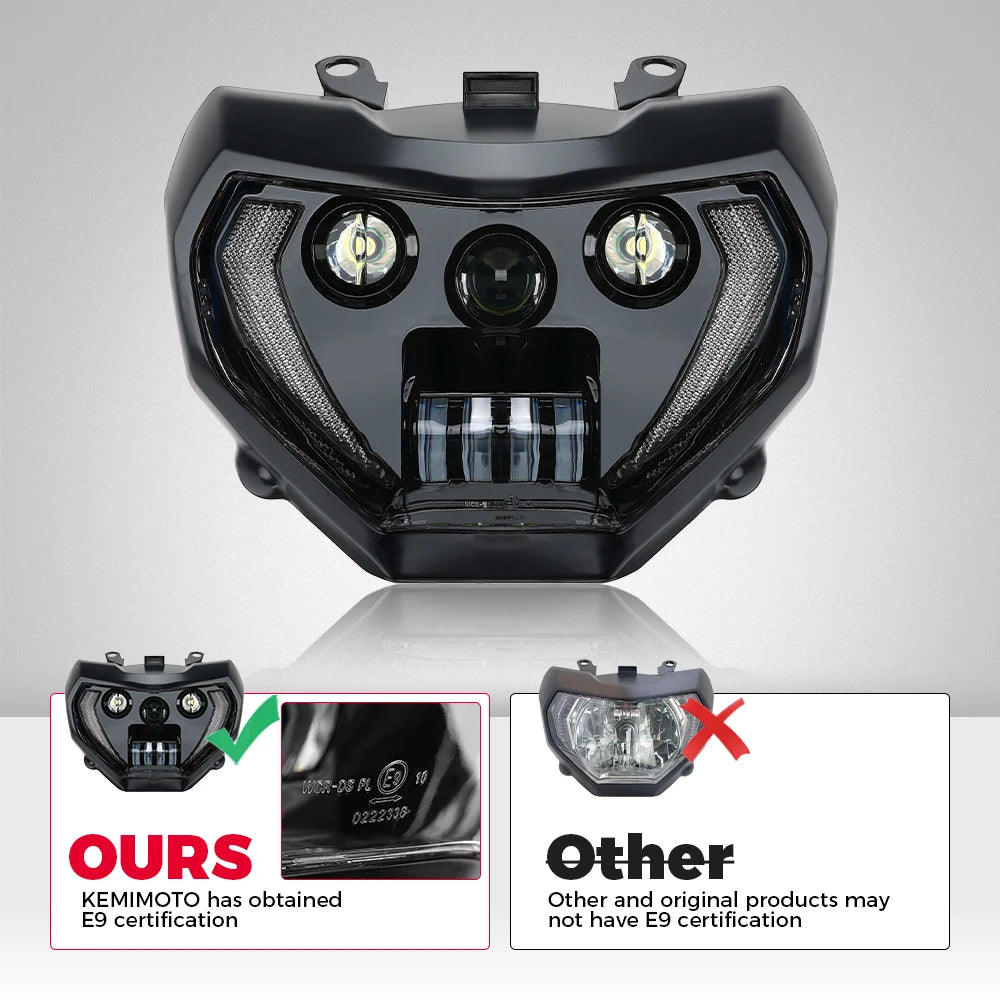 KEMITOUR LED Headlight DRL + Turn Signal Yamaha MT07 MT09 Motorcycle Headlight Nixie
