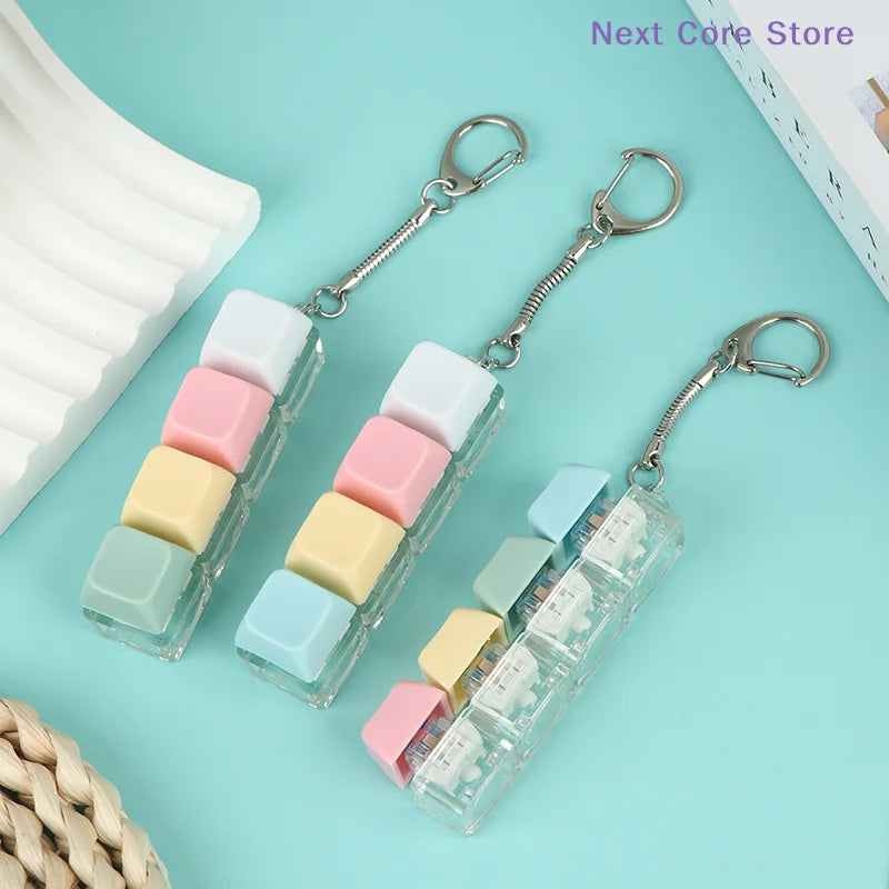 Macaron Keycap Keychain – 4-Key Mechanical Sensory Fidget Toy Fidget Keychain Toy Nixie