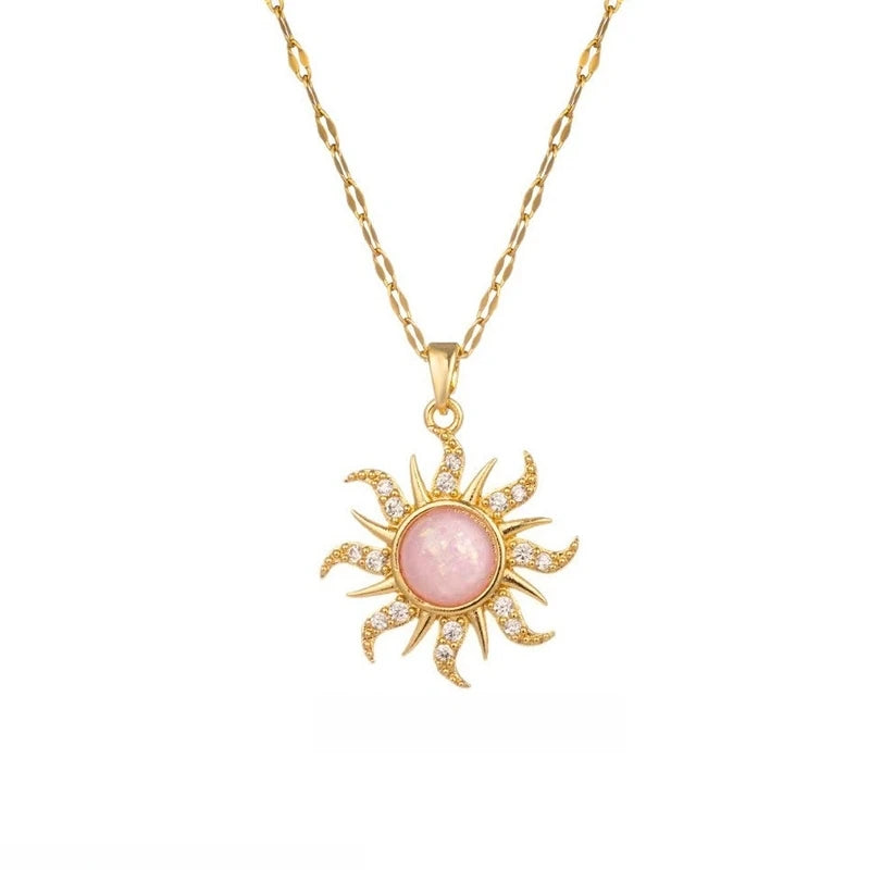 Women's Sunflower Pendant Necklace Gold Stainless Steel Clavicle Pendant Necklace Nixie
