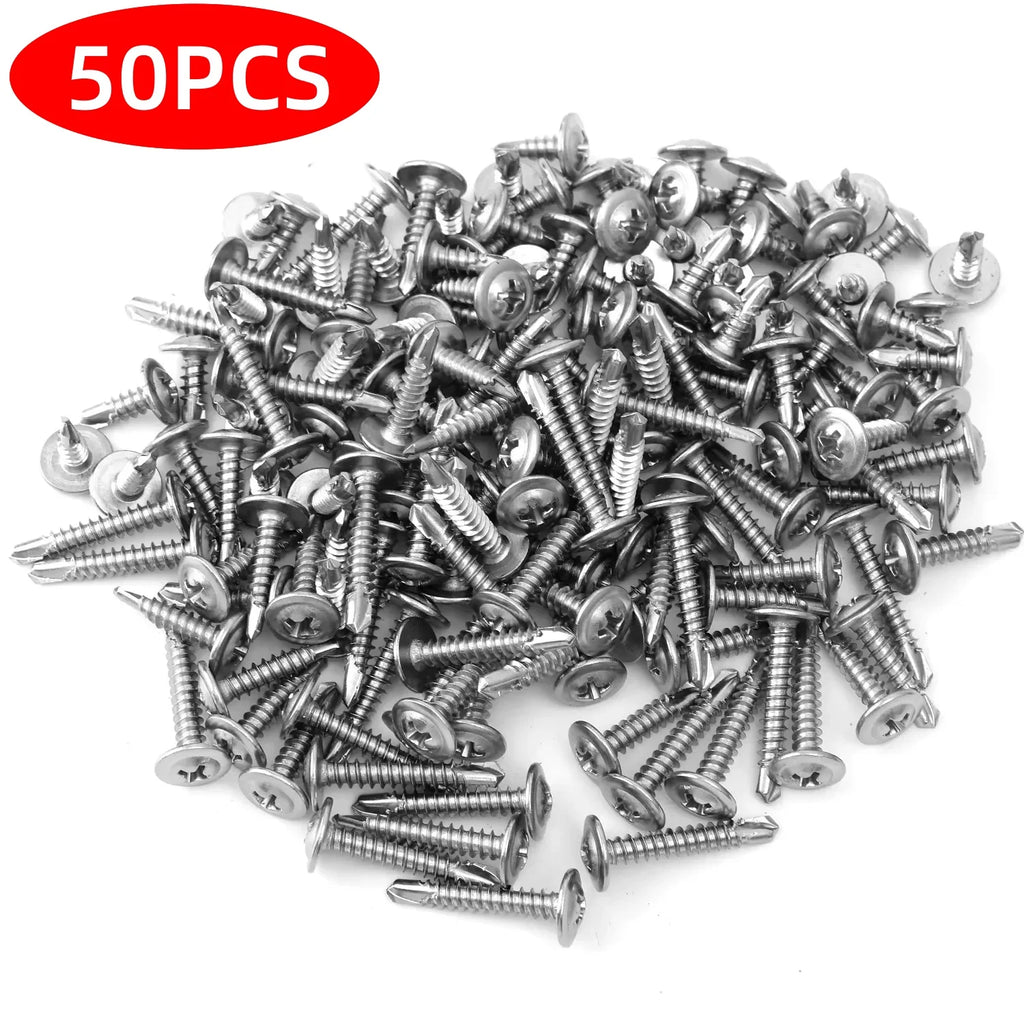 M4.2 Self-Tapping Screws 410 Stainless Steel Hex Head – 50-100pk Sheet Metal Screws Nixie M4.2 50Pcs 4.2X25MM