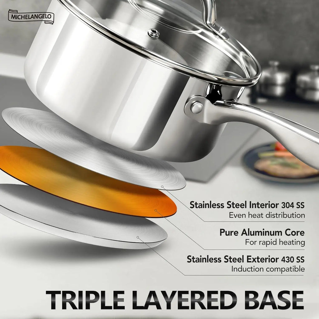 MICHELANGELO 304 Stainless Steel Soup Pot Set – All Stoves Soup Pot Set Nixie