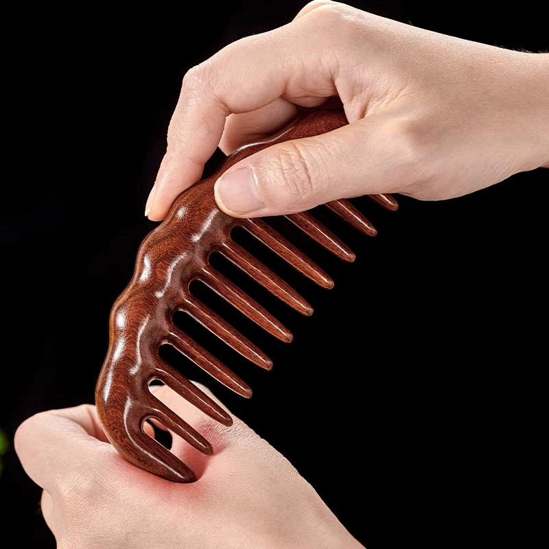 Natural Sandalwood Wide Tooth Detangling Comb | Anti-Static Wooden Hair Comb Nixie