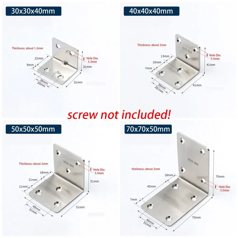 SUS304 Stainless Steel 90° Corner Brace Bracket Furniture