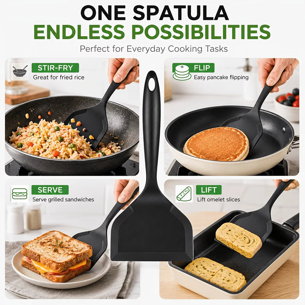 Wide Blade Silicone Spatula – Non-Stick Omelet Cooking Tool Silicone Spatula Nixie