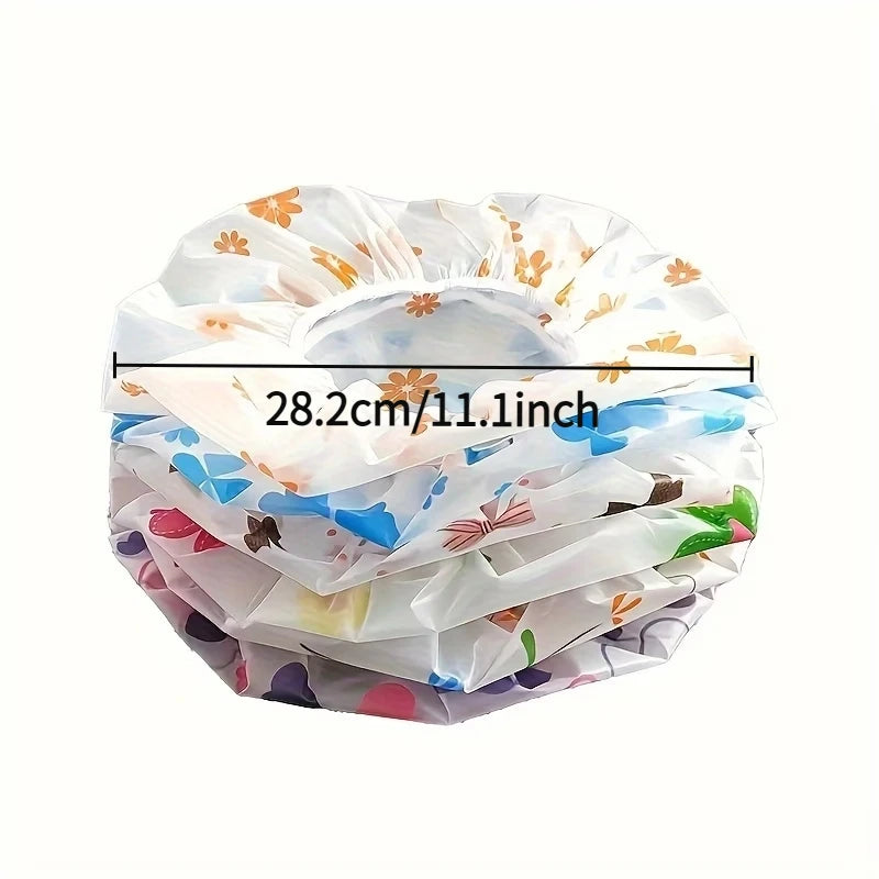 4-Pack Reusable Waterproof Shower Caps – Elastic PE Hair Covers Shower Cap Set Nixie