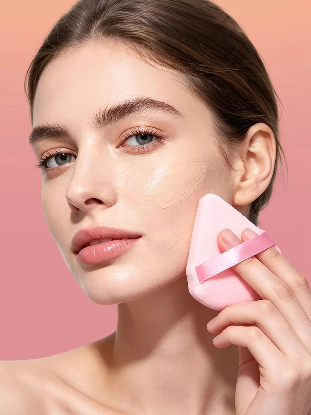 Triangle Makeup Puff with Ribbon Strap – Soft Powder Puff Cosmetic Powder Puff Nixie
