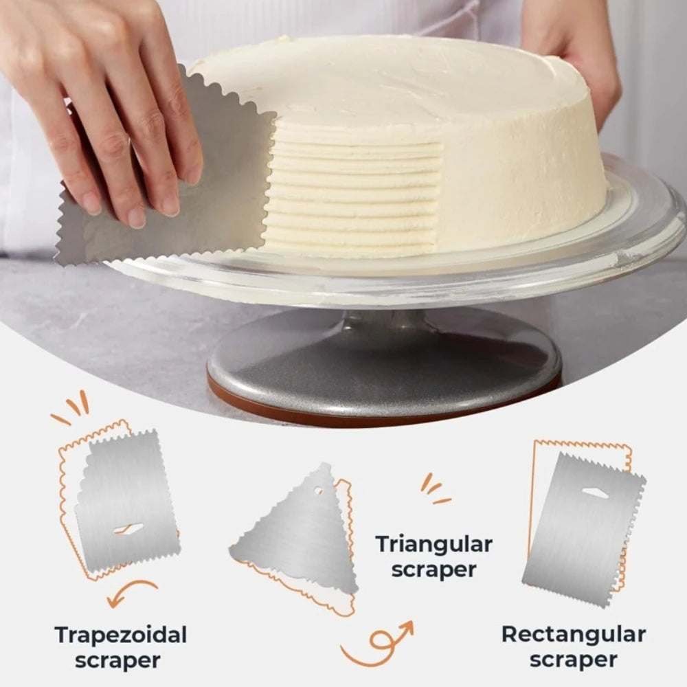 Aluminium Revolving Cake Turntable Stand & Decorating Set