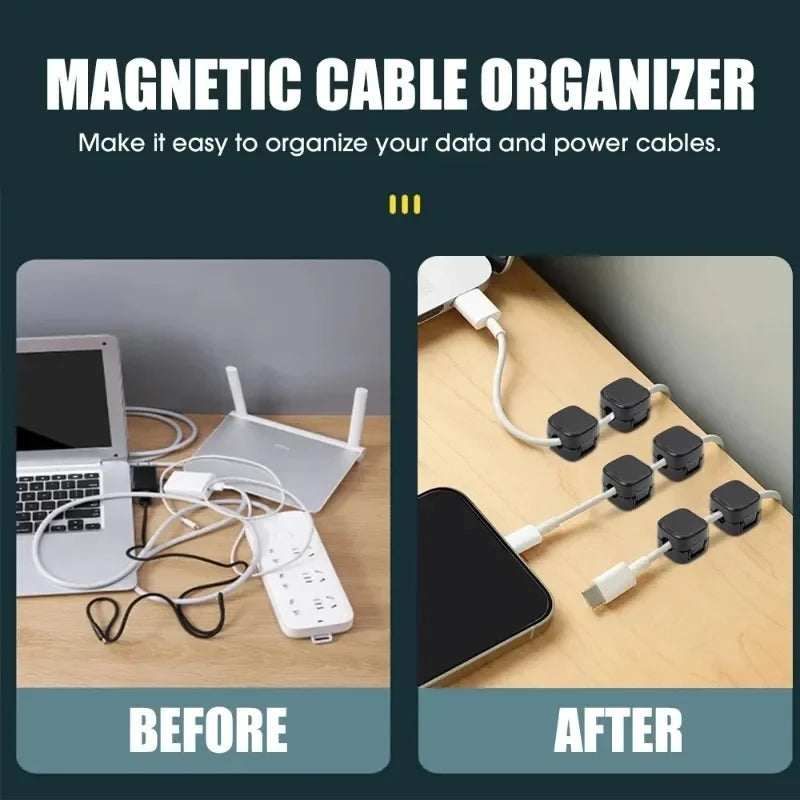 Magnetic Cable Clips Adhesive Cord Organizer 6-Pack