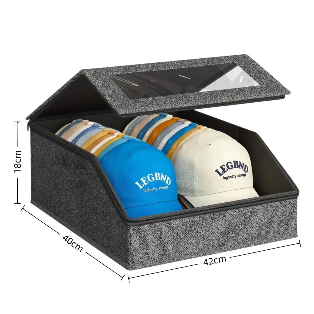 Clear Window Hat Storage Box – 24 Cap Stackable Organizer