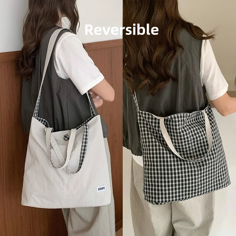 Women's Plaid Nylon Crossbody Shoulder Bag – Large Capacity