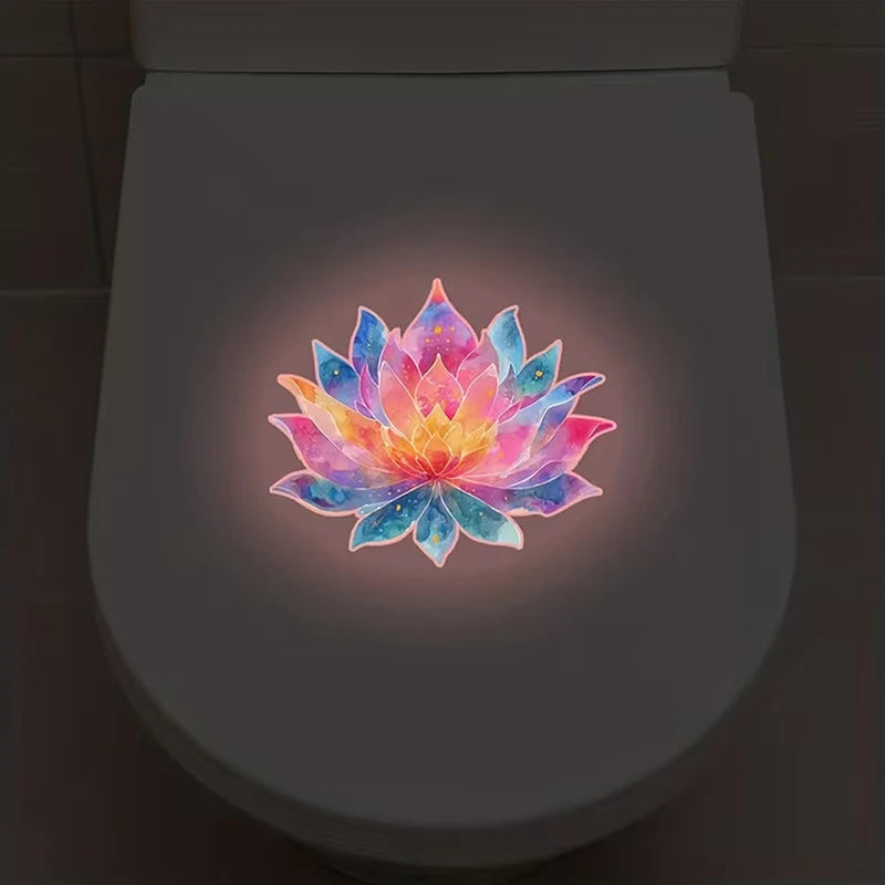 Glow-in-the-Dark Flower Toilet Lid Sticker – Luminous Decal