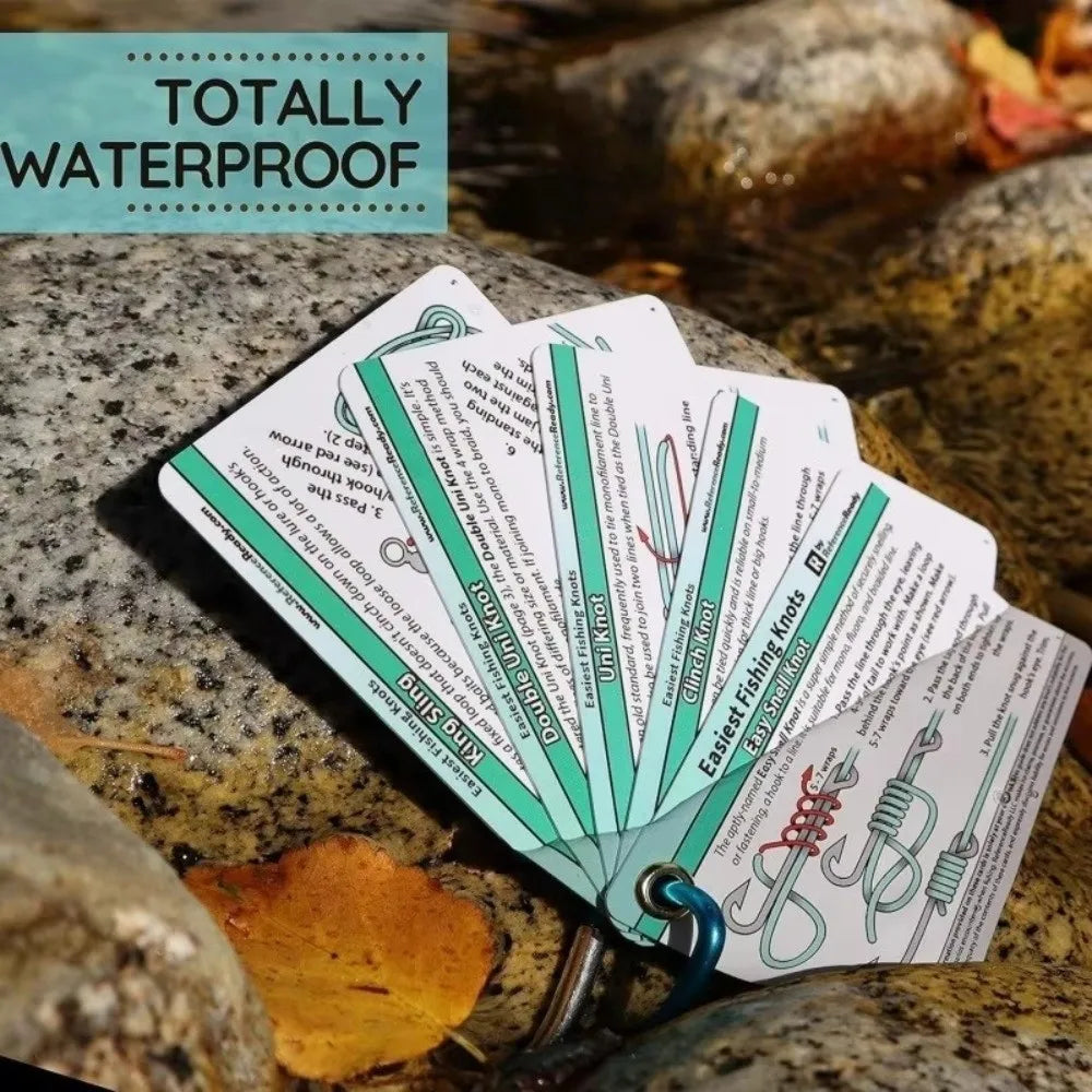 Waterproof Fishing Knot Guide Card Set with Carabiner Clip Fishing Knot Guide Nixie