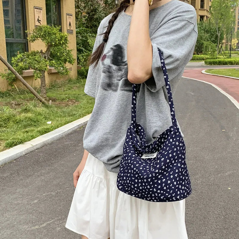 Women's Large Canvas Tote Shoulder Bag – Casual Daily Handbag Canvas Tote Bag Nixie BB-1459Dark Blue